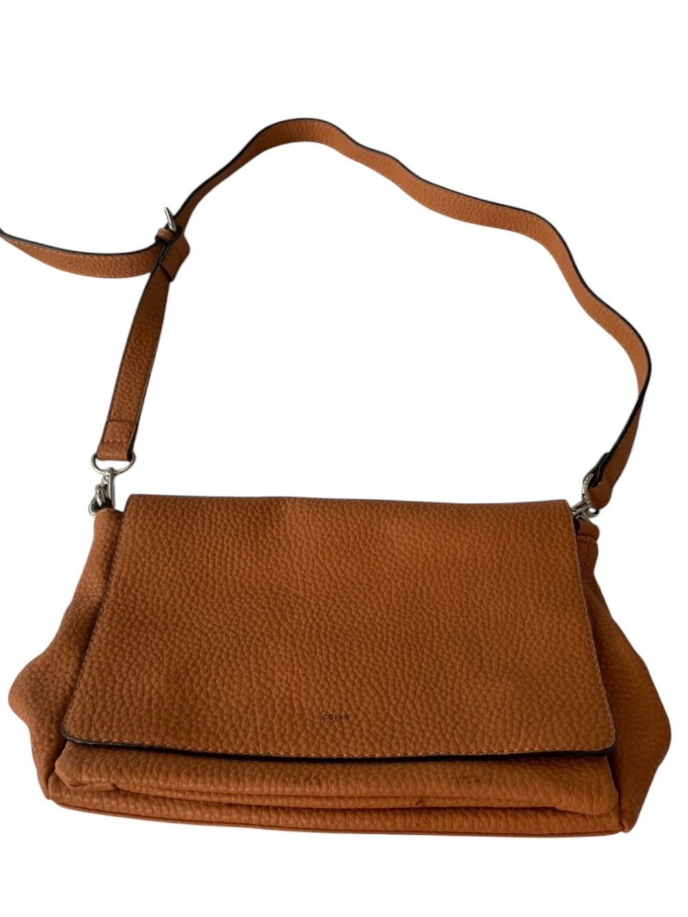 Colab Pebbled Vegan Leather Warm Tan Structured Shoulder Bag